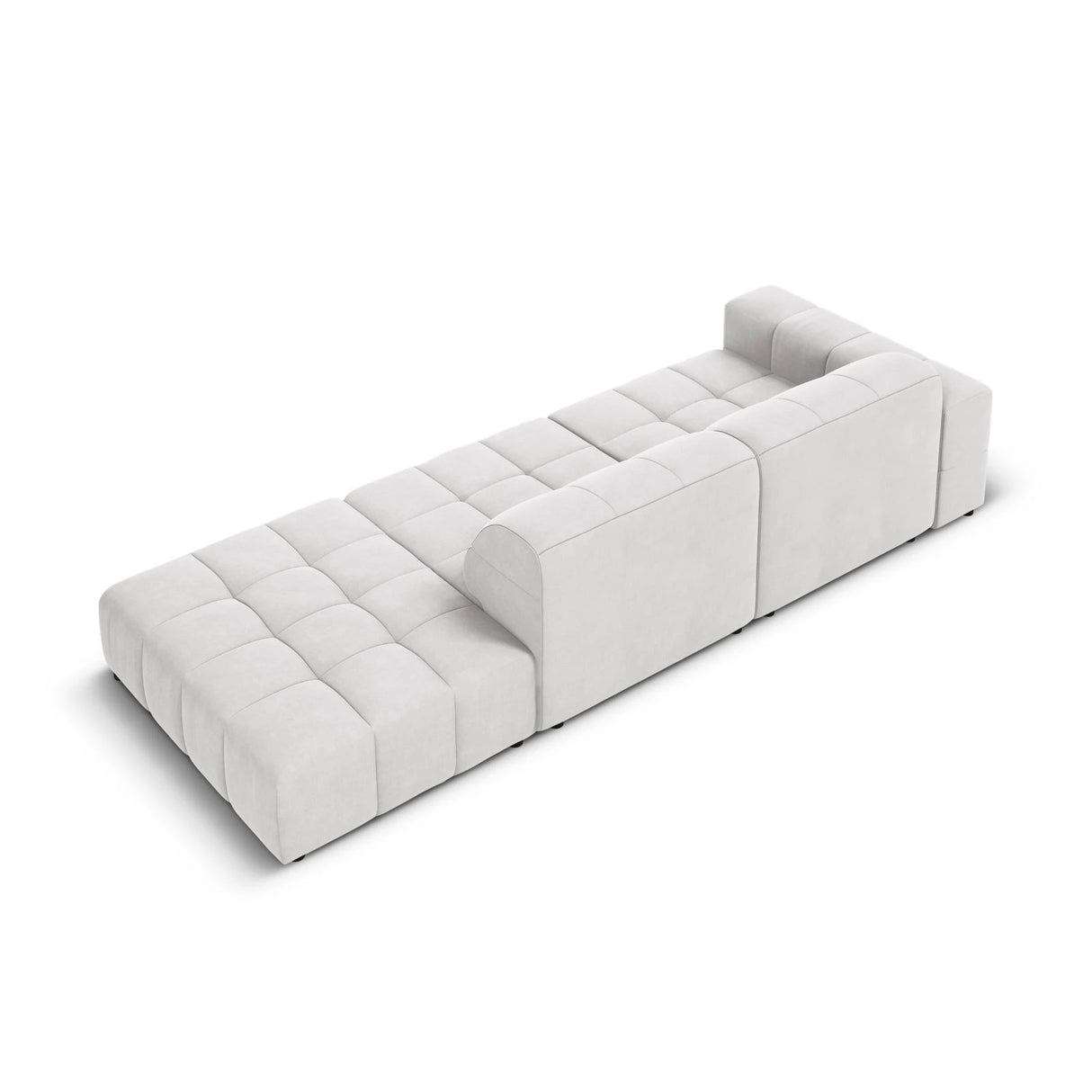 Jennifer 3-Sitzer Ecksofa, Rechte Seite offen, mit Bezug aus Samt (Bluvel 03) in Silver, 262x102 cm – Bild 5