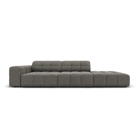 Jennifer 3-Sitzer Ecksofa, Rechte Seite offen, mit Bezug aus Samt (Bluvel 13) in Hellgrau, 262x102 cm – Bild 1