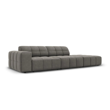 Jennifer 3-Sitzer Ecksofa, Rechte Seite offen, mit Bezug aus Samt (Bluvel 13) in Hellgrau, 262x102 cm – Bild 3