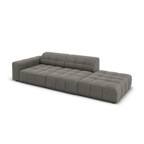 Jennifer 3-Sitzer Ecksofa, Rechte Seite offen, mit Bezug aus Samt (Bluvel 13) in Hellgrau, 262x102 cm – Bild 4