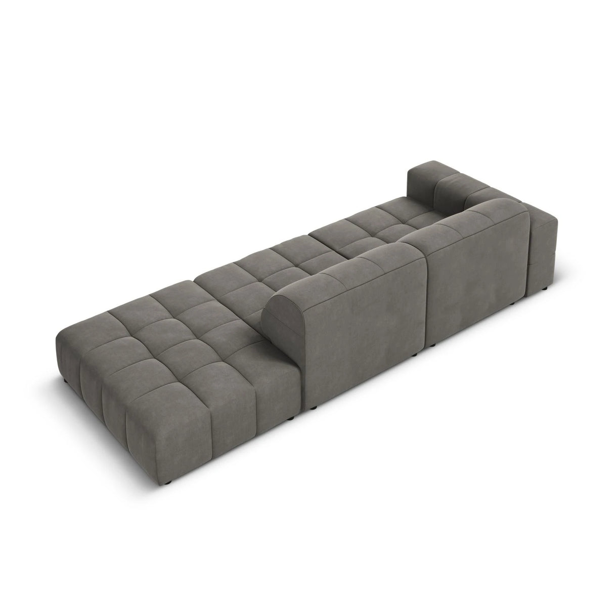 Jennifer 3-Sitzer Ecksofa, Rechte Seite offen, mit Bezug aus Samt (Bluvel 13) in Hellgrau, 262x102 cm – Bild 5