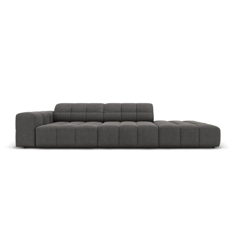Jennifer 3-Sitzer Ecksofa, Rechte Seite offen, mit Bezug aus Samt (Bluvel 14) in Grau, 262x102 cm – Bild 1
