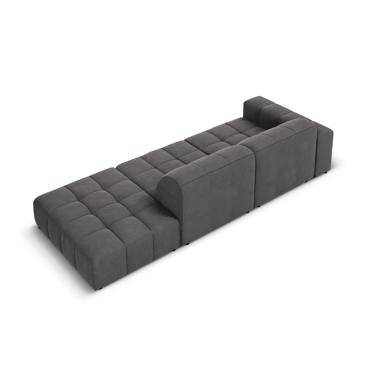 Jennifer 3-Sitzer Ecksofa, Rechte Seite offen, mit Bezug aus Samt (Bluvel 14) in Grau, 262x102 cm – Bild 5