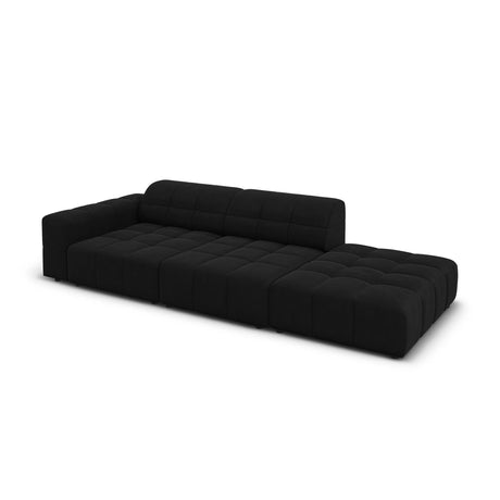 Jennifer 3-Sitzer Ecksofa, Rechte Seite offen, mit Bezug aus Samt (Bluvel 19) in Schwarz, 262x102 cm – Bild 4