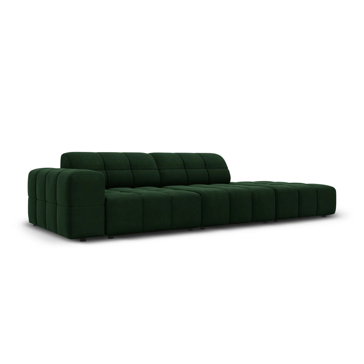 Jennifer 3-Sitzer Ecksofa, Rechte Seite offen, mit Bezug aus Samt (Bluvel 78) in Flaschengrün, 262x102 cm – Bild 3