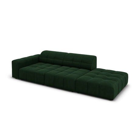 Jennifer 3-Sitzer Ecksofa, Rechte Seite offen, mit Bezug aus Samt (Bluvel 78) in Flaschengrün, 262x102 cm – Bild 4