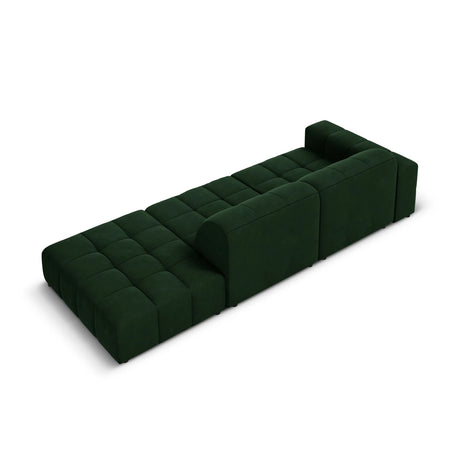 Jennifer 3-Sitzer Ecksofa, Rechte Seite offen, mit Bezug aus Samt (Bluvel 78) in Flaschengrün, 262x102 cm – Bild 5