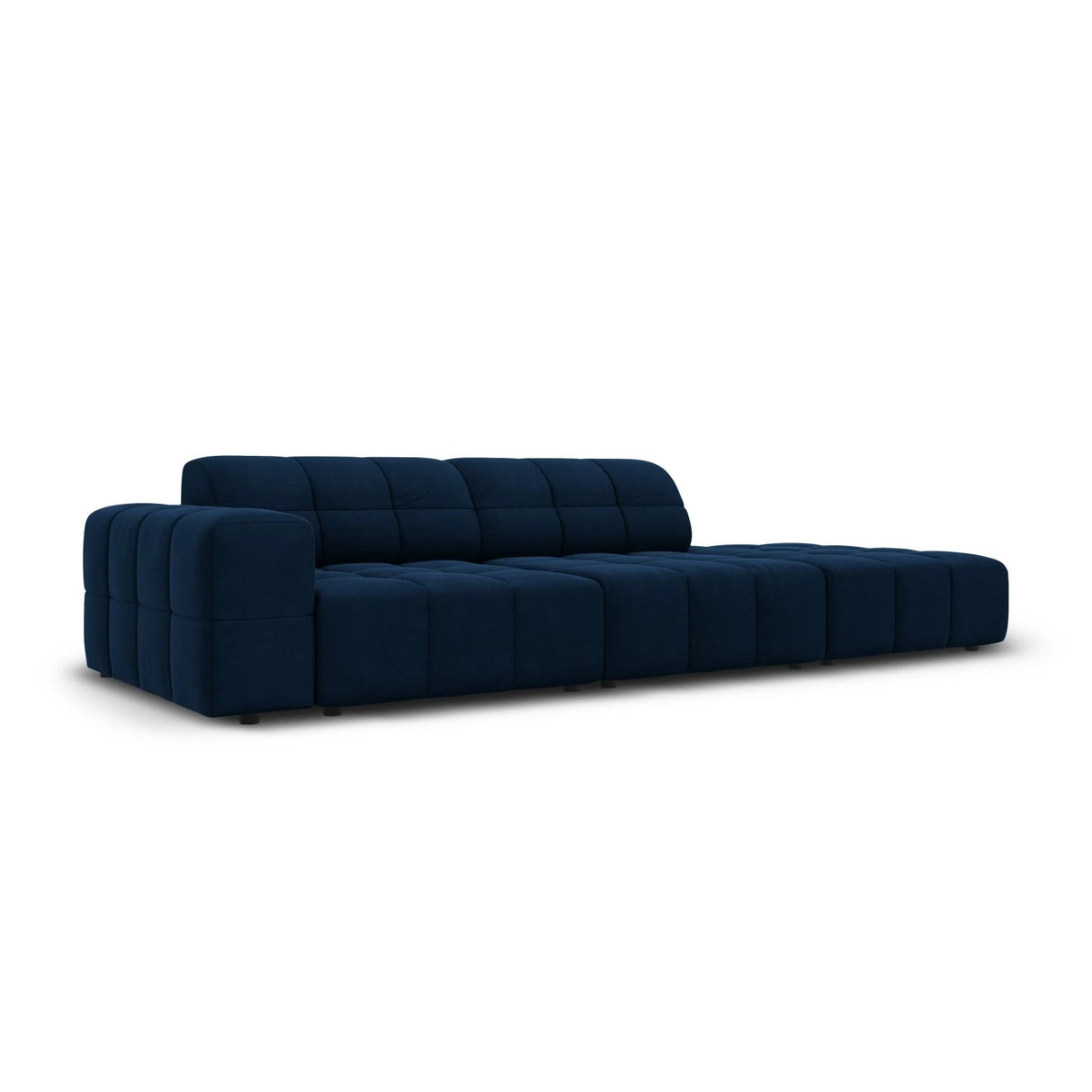 Jennifer 3-Sitzer Ecksofa, Rechte Seite offen, mit Bezug aus Samt (Bluvel 86) in Königsblau, 262x102 cm – Bild 3