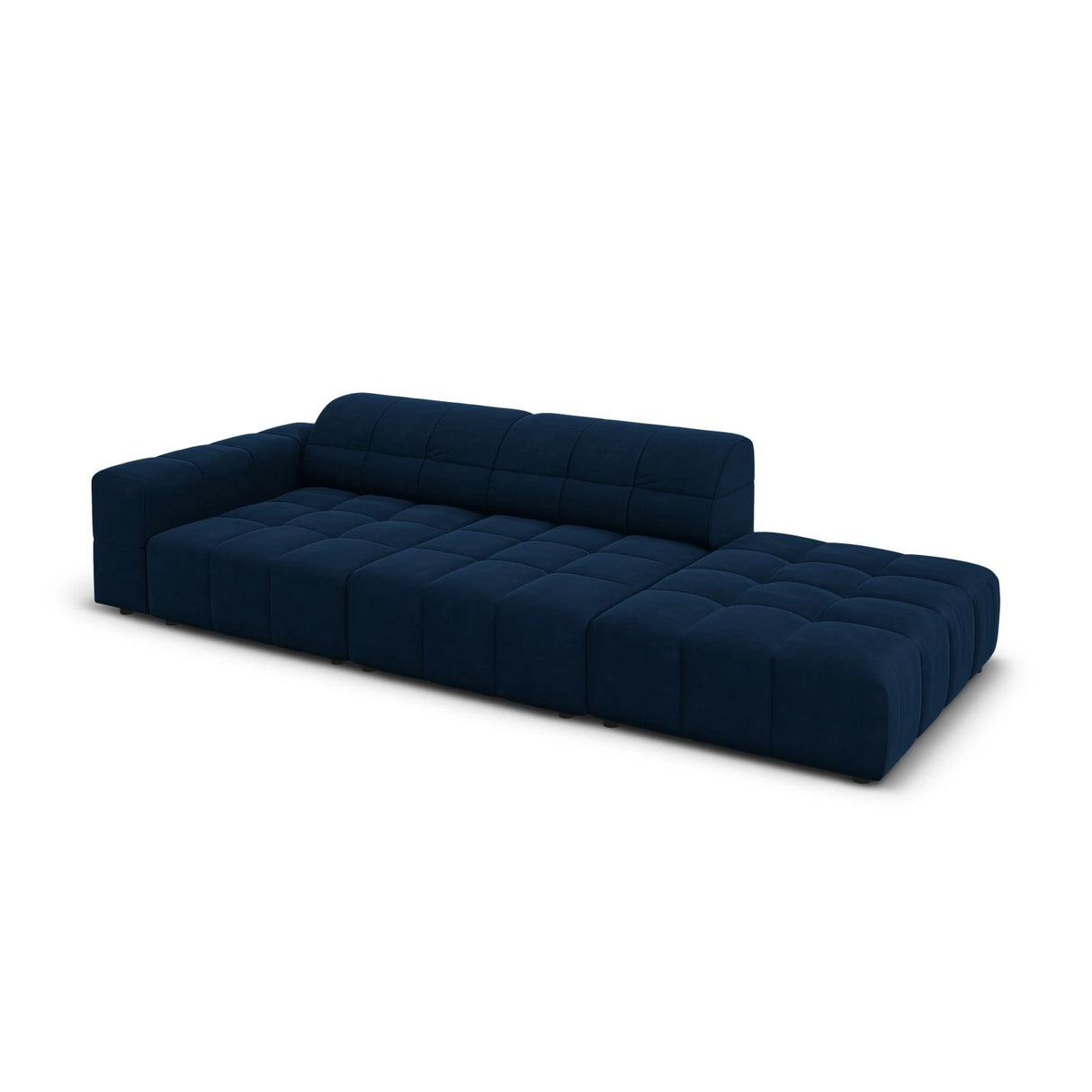 Jennifer 3-Sitzer Ecksofa, Rechte Seite offen, mit Bezug aus Samt (Bluvel 86) in Königsblau, 262x102 cm – Bild 4