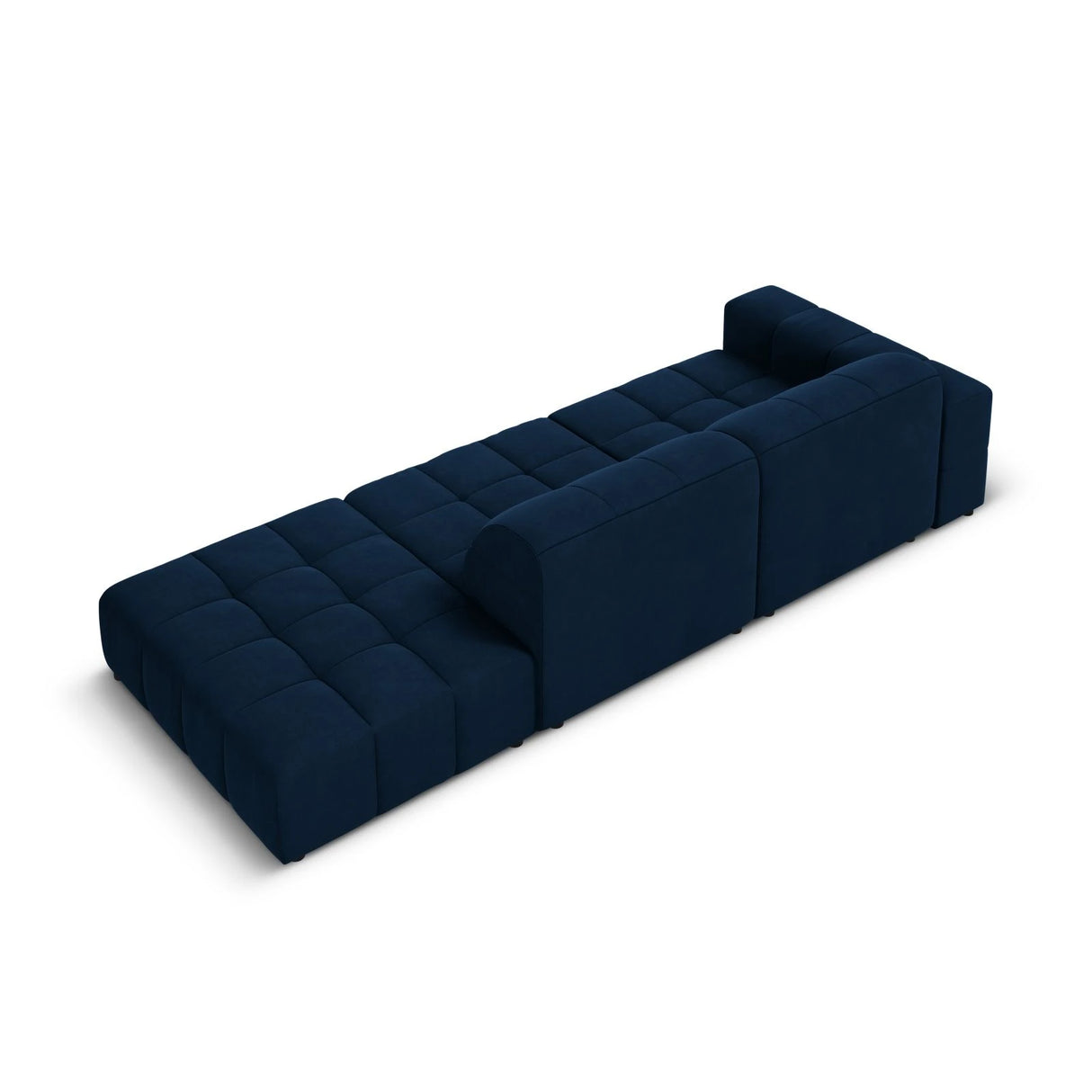 Jennifer 3-Sitzer Ecksofa, Rechte Seite offen, mit Bezug aus Samt (Bluvel 86) in Königsblau, 262x102 cm – Bild 5