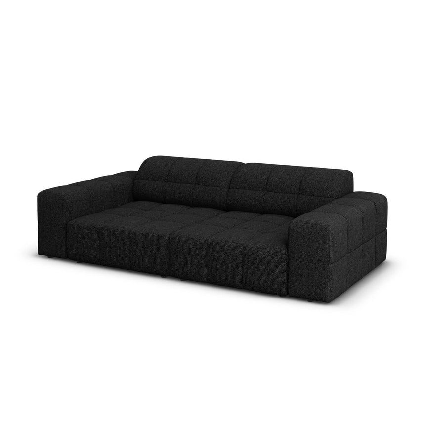 Jennifer 3-Sitzer Sofa mit Bezug aus Chenille (Haga 19) in Schwarz, 204x102 cm – Bild 4