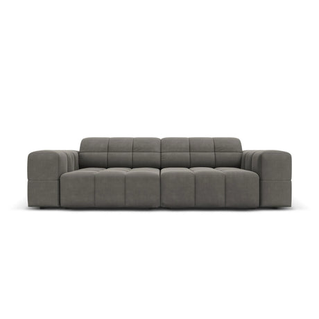 Jennifer 3-Sitzer Sofa mit Bezug aus Samt (Bluvel 13) in Hellgrau, 204x102 cm – Bild 1