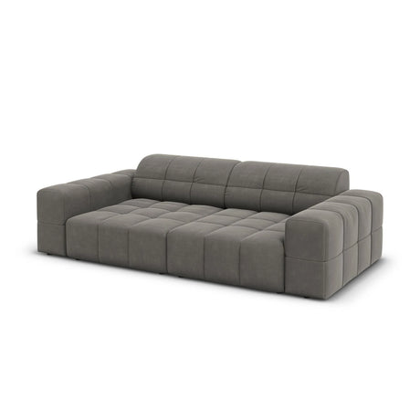 Jennifer 3-Sitzer Sofa mit Bezug aus Samt (Bluvel 13) in Hellgrau, 204x102 cm – Bild 4