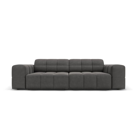 Jennifer 3-Sitzer Sofa mit Bezug aus Samt (Bluvel 14) in Grau, 204x102 cm – Bild 1