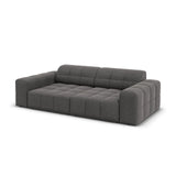 Jennifer 3-Sitzer Sofa mit Bezug aus Samt (Bluvel 14) in Grau, 204x102 cm – Bild 4
