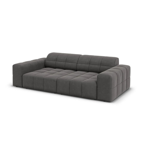 Jennifer 3-Sitzer Sofa mit Bezug aus Samt (Bluvel 14) in Grau, 204x102 cm – Bild 4