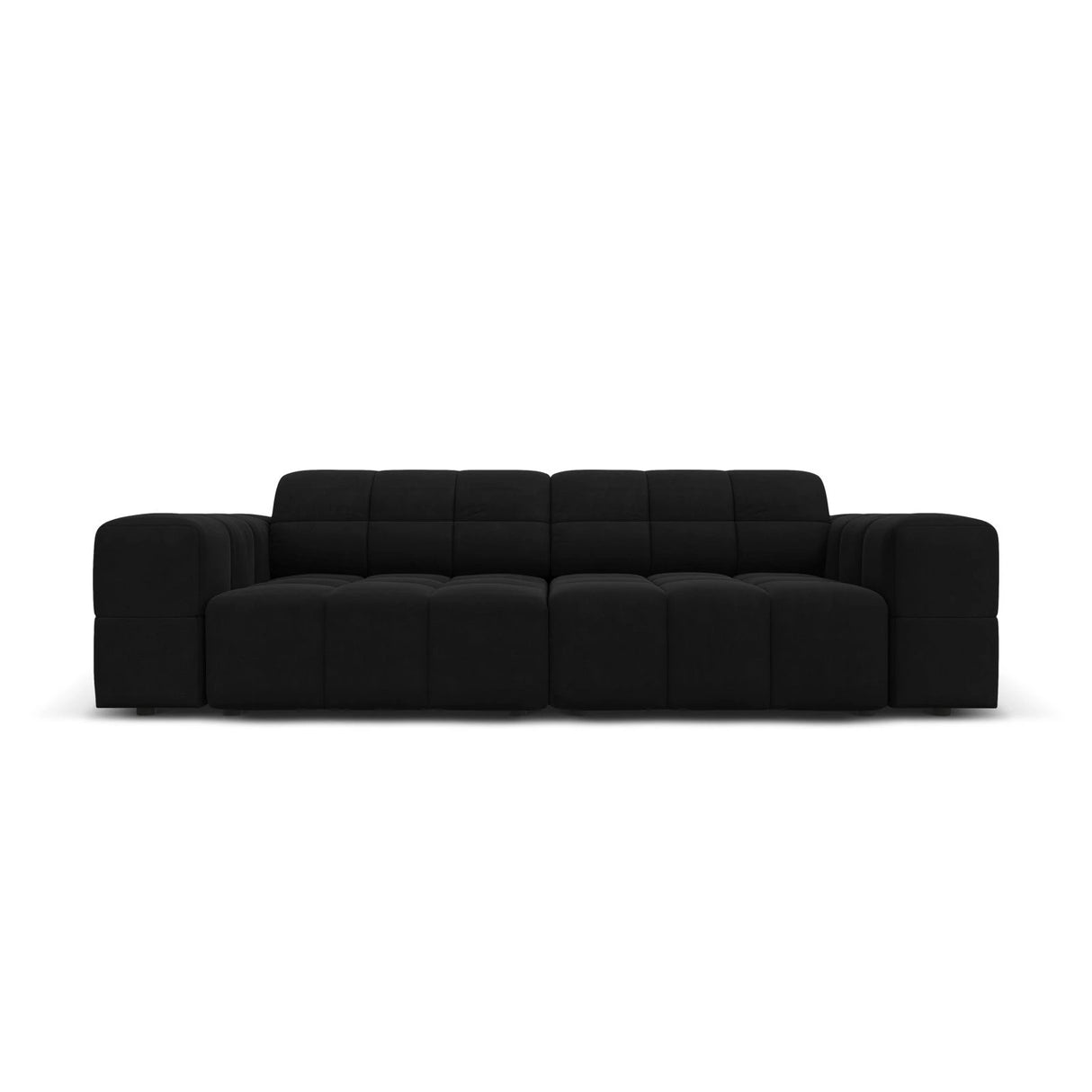 Jennifer 3-Sitzer Sofa mit Bezug aus Samt (Bluvel 19) in Schwarz, 204x102 cm – Bild 1