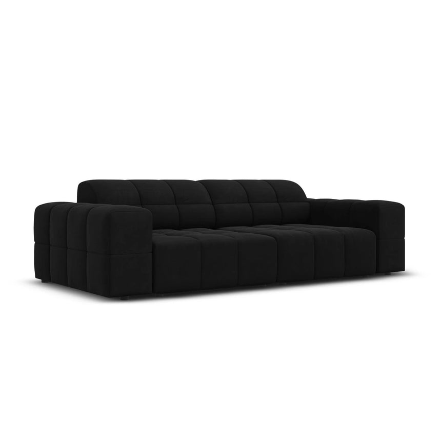Jennifer 3-Sitzer Sofa mit Bezug aus Samt (Bluvel 19) in Schwarz, 204x102 cm – Bild 3