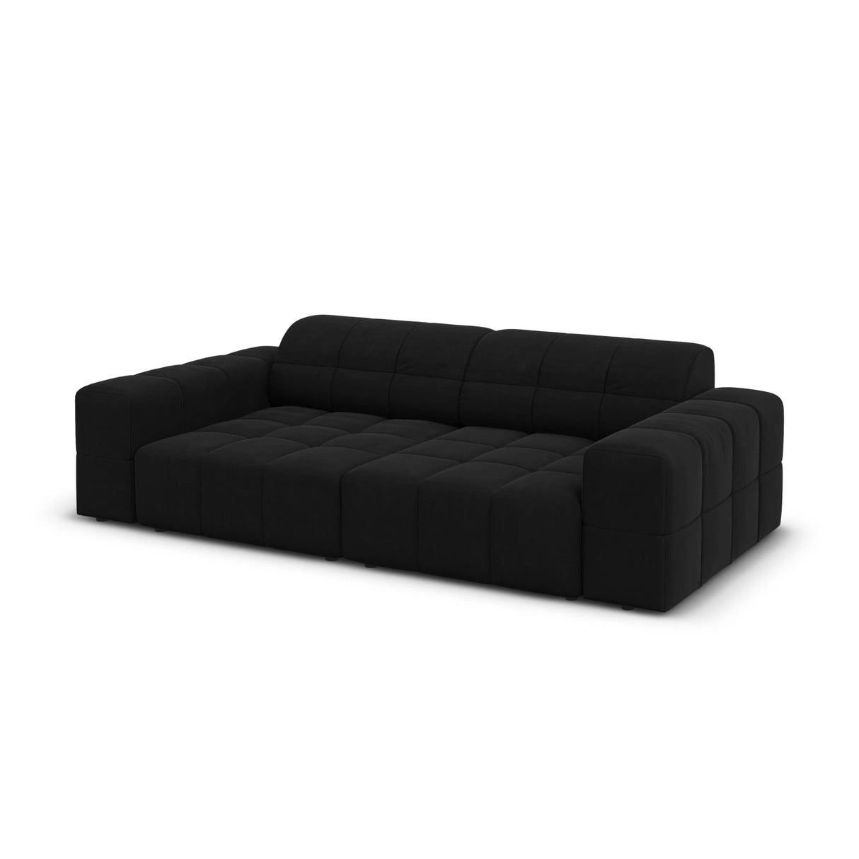 Jennifer 3-Sitzer Sofa mit Bezug aus Samt (Bluvel 19) in Schwarz, 204x102 cm – Bild 4
