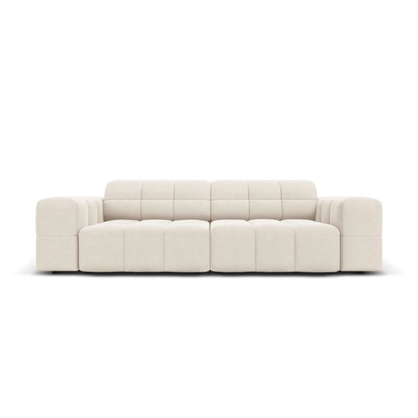 Jennifer 3-Sitzer Sofa mit Bezug aus Samt (Bluvel 22) in Leichtes Beige, 204x102 cm – Bild 1