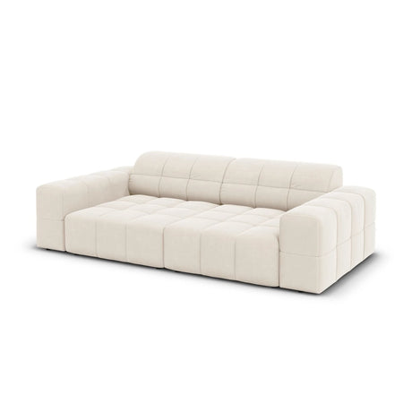 Jennifer 3-Sitzer Sofa mit Bezug aus Samt (Bluvel 22) in Leichtes Beige, 204x102 cm – Bild 4