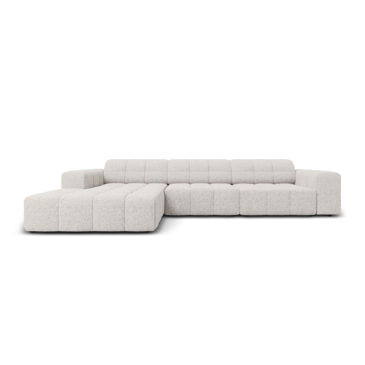 Jennifer 4-Sitzer Ecksofa, Linke Seite, mit Bezug aus Chenille (Haga 06) in Hellgrau, 284x166 cm – Bild 1
