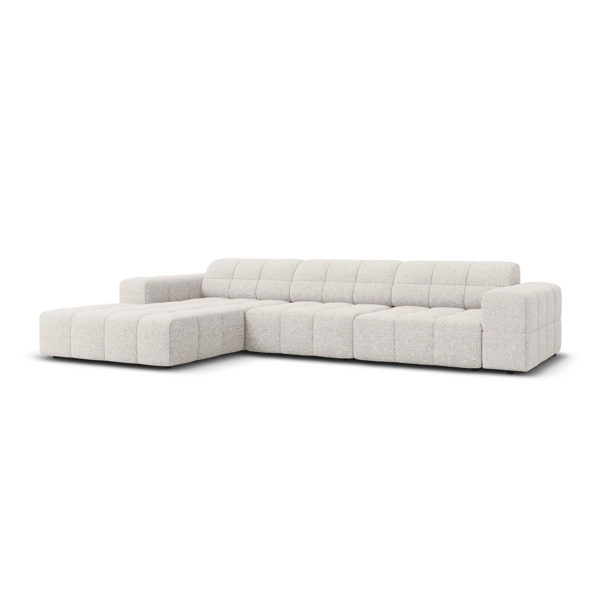 Jennifer 4-Sitzer Ecksofa, Linke Seite, mit Bezug aus Chenille (Haga 06) in Hellgrau, 284x166 cm – Bild 3