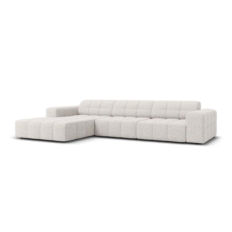 Jennifer 4-Sitzer Ecksofa, Linke Seite, mit Bezug aus Chenille (Haga 06) in Hellgrau, 284x166 cm – Bild 3