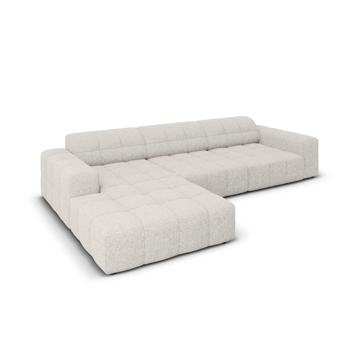 Jennifer 4-Sitzer Ecksofa, Linke Seite, mit Bezug aus Chenille (Haga 06) in Hellgrau, 284x166 cm – Bild 4
