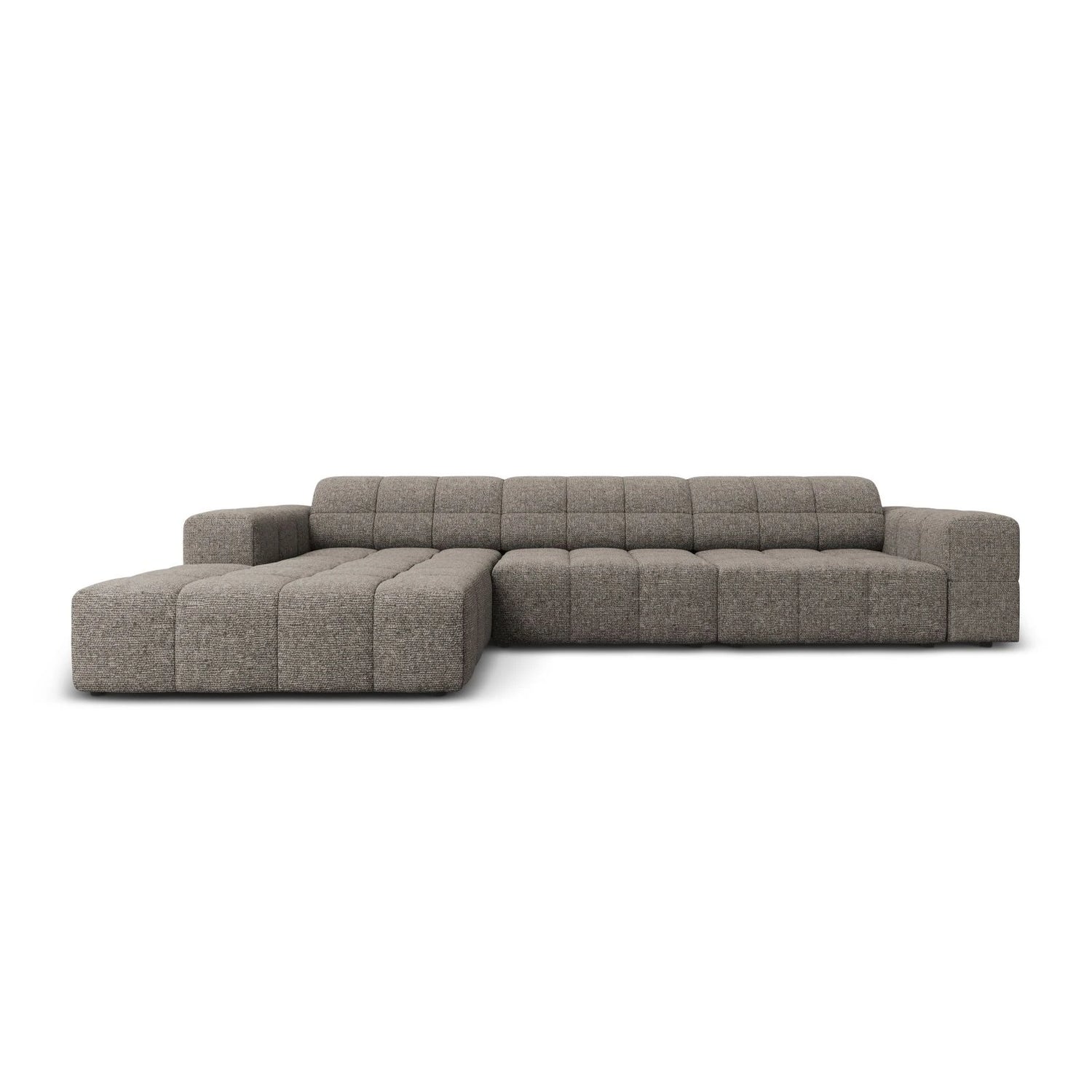 Jennifer 4-Sitzer Ecksofa, Linke Seite, mit Bezug aus Chenille (Haga 16) in Grau, 284x166 cm – Bild 1