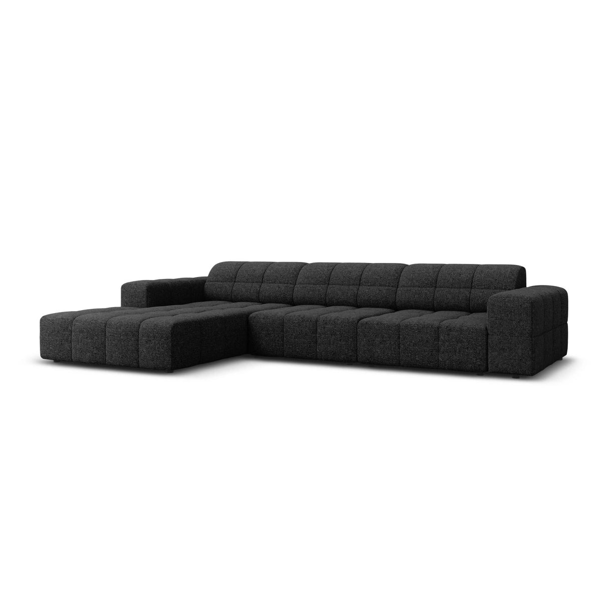 Jennifer 4-Sitzer Ecksofa, Linke Seite, mit Bezug aus Chenille (Haga 19) in Schwarz, 284x166 cm – Bild 3