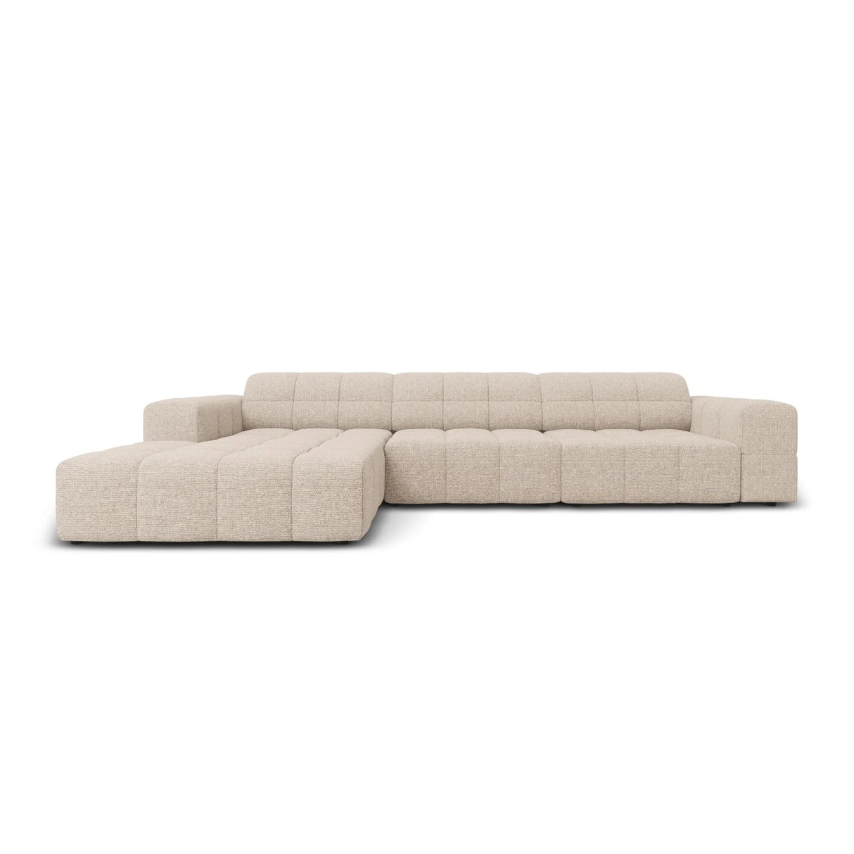 Jennifer 4-Sitzer Ecksofa, Linke Seite, mit Bezug aus Chenille (Haga 30) in Beige, 284x166 cm – Bild 1