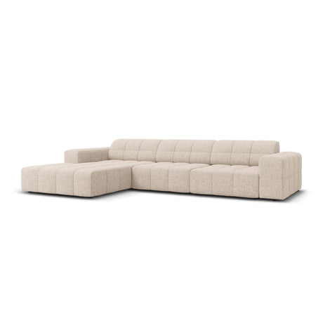 Jennifer 4-Sitzer Ecksofa, Linke Seite, mit Bezug aus Chenille (Haga 30) in Beige, 284x166 cm – Bild 3