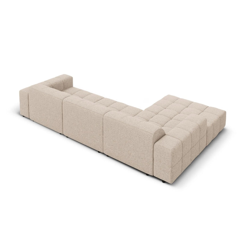 Jennifer 4-Sitzer Ecksofa, Linke Seite, mit Bezug aus Chenille (Haga 30) in Beige, 284x166 cm – Bild 5