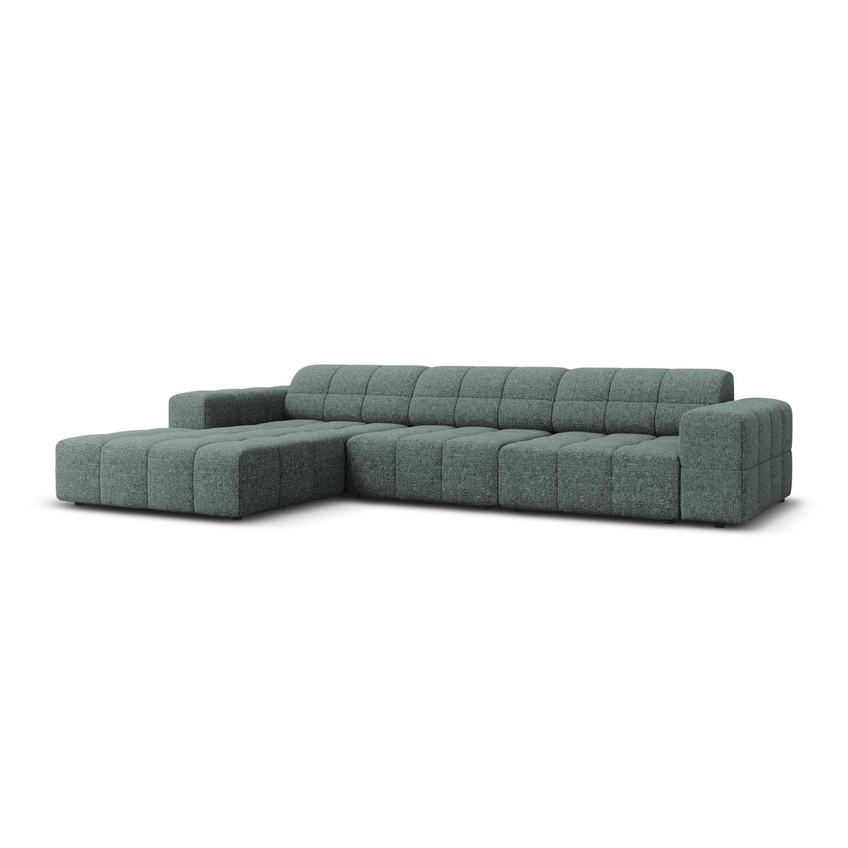 Jennifer 4-Sitzer Ecksofa, Linke Seite, mit Bezug aus Chenille (Haga 78) in Petrol, 284x166 cm – Bild 3
