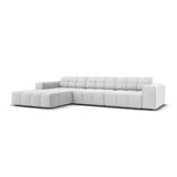 Jennifer 4-Sitzer Ecksofa, Linke Seite, mit Bezug aus Samt (Bluvel 03) in Silver, 284x166 cm – Bild 3