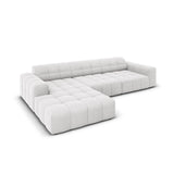 Jennifer 4-Sitzer Ecksofa, Linke Seite, mit Bezug aus Samt (Bluvel 03) in Silver, 284x166 cm – Bild 4