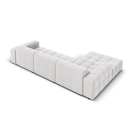 Jennifer 4-Sitzer Ecksofa, Linke Seite, mit Bezug aus Samt (Bluvel 03) in Silver, 284x166 cm – Bild 5