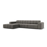 Jennifer 4-Sitzer Ecksofa, Linke Seite, mit Bezug aus Samt (Bluvel 13) in Hellgrau, 284x166 cm – Bild 3