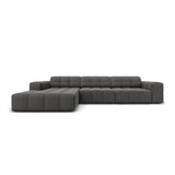 Jennifer 4-Sitzer Ecksofa, Linke Seite, mit Bezug aus Samt (Bluvel 14) in Grau, 284x166 cm – Bild 1
