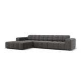 Jennifer 4-Sitzer Ecksofa, Linke Seite, mit Bezug aus Samt (Bluvel 14) in Grau, 284x166 cm – Bild 3