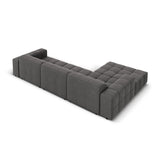 Jennifer 4-Sitzer Ecksofa, Linke Seite, mit Bezug aus Samt (Bluvel 14) in Grau, 284x166 cm – Bild 5