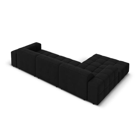 Jennifer 4-Sitzer Ecksofa, Linke Seite, mit Bezug aus Samt (Bluvel 19) in Schwarz, 284x166 cm – Bild 5