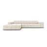 Jennifer 4-Sitzer Ecksofa, Linke Seite, mit Bezug aus Samt (Bluvel 22) in Leichtes Beige, 284x166 cm – Bild 1