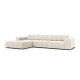 Jennifer 4-Sitzer Ecksofa, Linke Seite, mit Bezug aus Samt (Bluvel 22) in Leichtes Beige, 284x166 cm – Bild 3