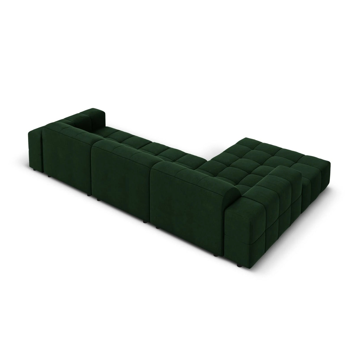 Jennifer 4-Sitzer Ecksofa, Linke Seite, mit Bezug aus Samt (Bluvel 78) in Flaschengrün, 284x166 cm – Bild 5