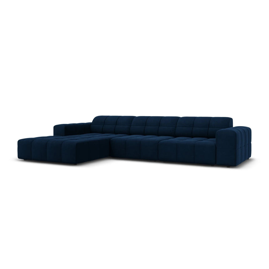 Jennifer 4-Sitzer Ecksofa, Linke Seite, mit Bezug aus Samt (Bluvel 86) in Königsblau, 284x166 cm – Bild 3