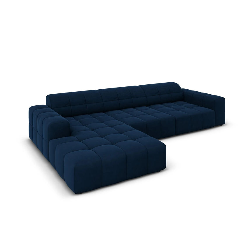 Jennifer 4-Sitzer Ecksofa, Linke Seite, mit Bezug aus Samt (Bluvel 86) in Königsblau, 284x166 cm – Bild 4