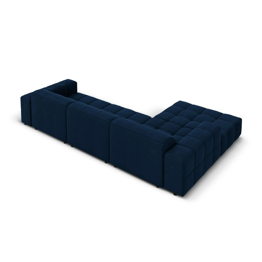 Jennifer 4-Sitzer Ecksofa, Linke Seite, mit Bezug aus Samt (Bluvel 86) in Königsblau, 284x166 cm – Bild 5