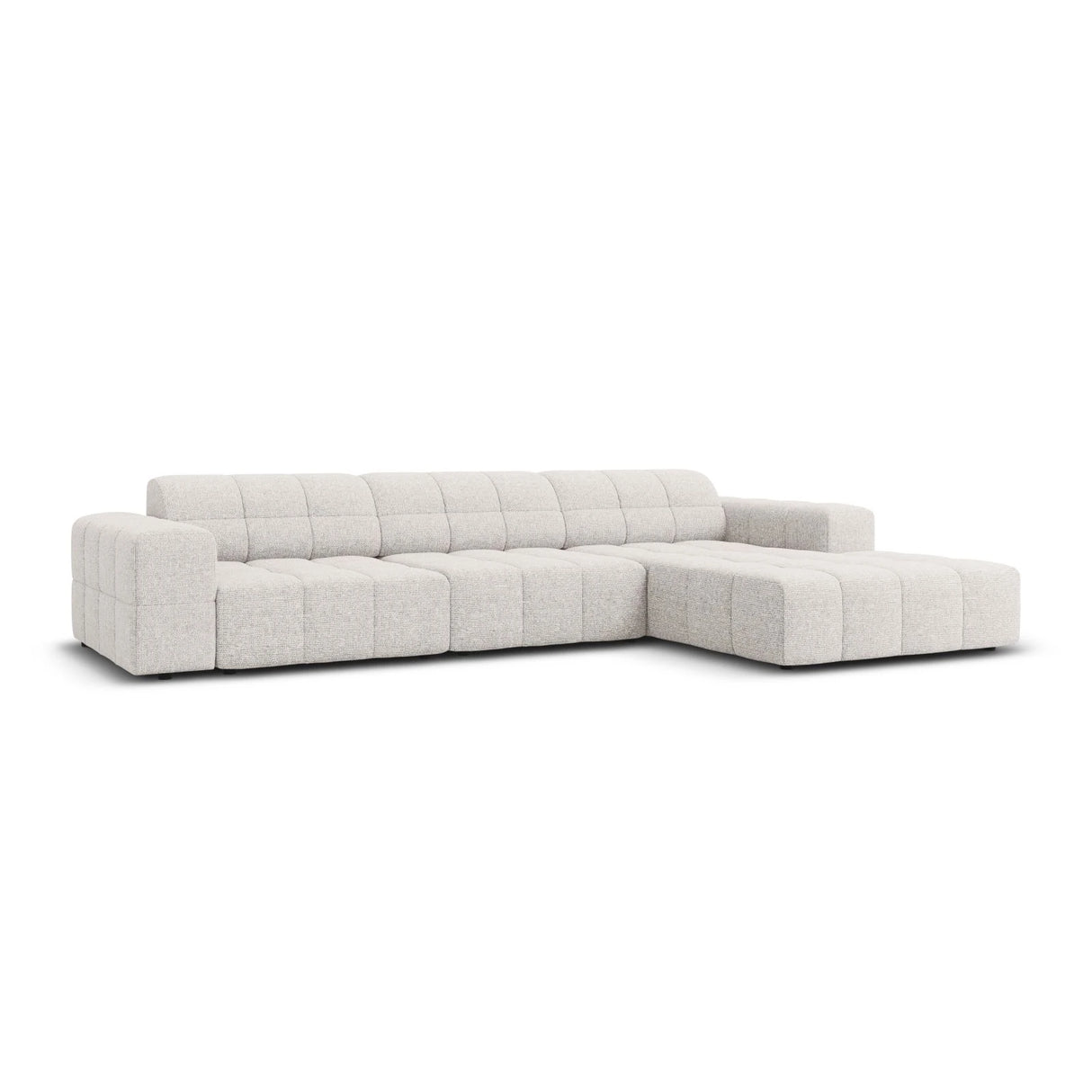 Jennifer 4-Sitzer Ecksofa, Rechte Seite, mit Bezug aus Chenille (Haga 06) in Hellgrau, 284x166 cm – Bild 3